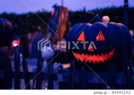 Halloween decoration with pumpkin and skull Halloween decoration with pumpkin and skull 95445232