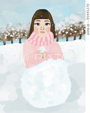 雪遊びをする女の子 雪遊びをする女の子 95445270