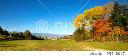 Bansko, Bulgaria autumn banner, colorful trees Bansko, Bulgaria autumn banner, colorful trees 95446047