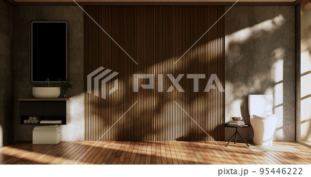 Cleaning empty room interior japandi wabi sabi style.3D rendering 95446222