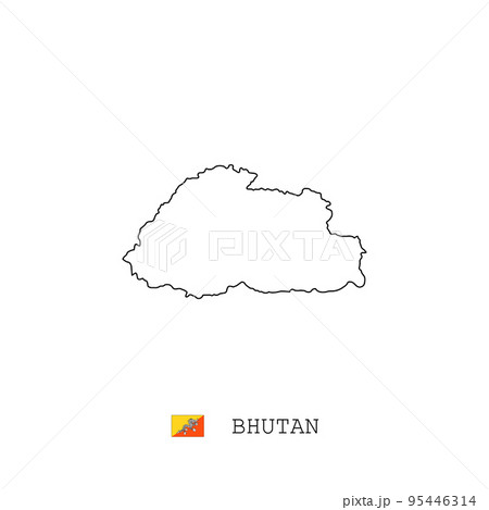 Bhutan vector map outline, line, linear. Bhutan black map on white background. Bhutan  95446314