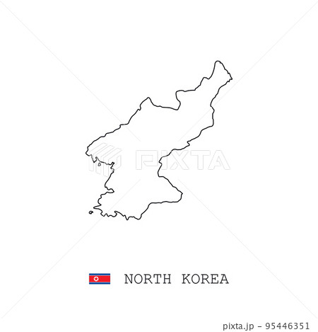 North Korea vector map outline, line, linear. North Korea black map on white background. North Korea 95446351