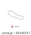 Nepal vector map outline, line, linear. Nepal black map on white background. Nepal 95446357