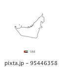 UAE vector map outline, line, linear. United Arab Emirates black map on white background. UAE flag 95446358
