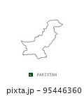 Pakistan vector map outline, line, linear. Pakistan black map on white background. Pakistan flag 95446360