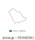 Saudi Arabia vector map outline, line, linear. Saudi Arabia black map on white background. Saudi Arabia flag 95446361