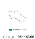 Turkmenistan vector map outline, line, linear. Turkmenistan black map on white background. Turkmenistan flag 95446366