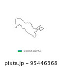 Uzbekistan vector map outline, line, linear. Uzbekistan black map on white background. Uzbekistan flag 95446368