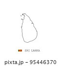 Sri Lanka vector map outline, line, linear. Sri Lanka black map on white background. Sri Lanka flag 95446370