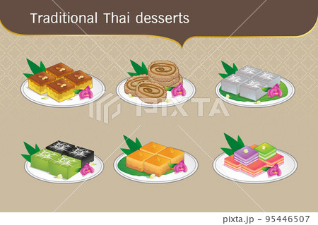set Traditional Thai desserts sweet food 95446507