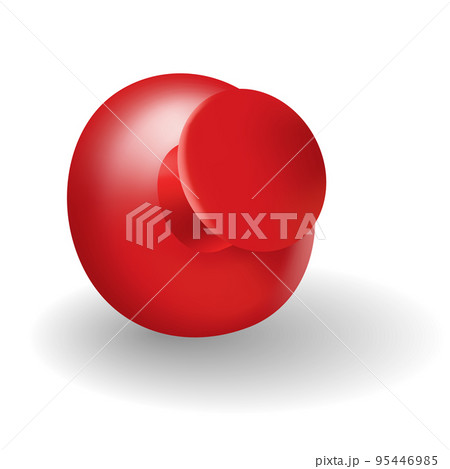 Red pushpin with shadow isolated on white. Fixation for note attach stickers. Stationery item, office paperwork equipment, secretary accessory 95446985
