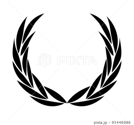 Vintage laurel wreath. Black silhouette circular sign depicting an award achievement heraldry, nobility, emblem. Laurel wreath award, winning, prize or victory Vintage laurel wreath. Black silhouette circular sign depicting an award achievement heraldry, nobility, emblem. Laurel wreath award, winning, prize or victory 95446986