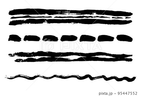 Lines texture. Black ink grunge paint brush strokes. Painted ink stripes, design elements. Vector illustration 95447552