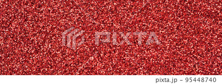 Crimson red decorative sequins. Background image with shiny bokeh lights from small elements 95448740