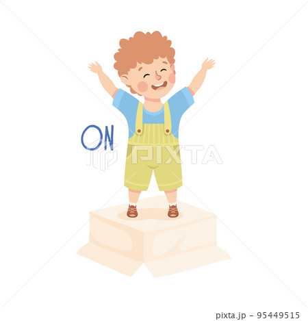 Little Boy Standing On Cardboard Box with...のイラスト素材 [95449515] - PIXTA