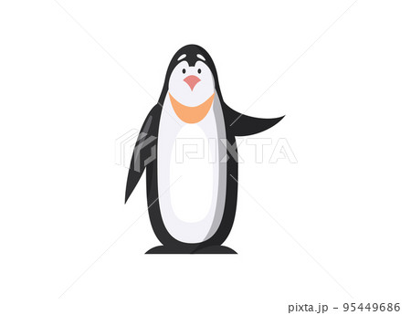 King penguin swims and dives well eats fish. Large black and white marine bird isolated on white 95449686