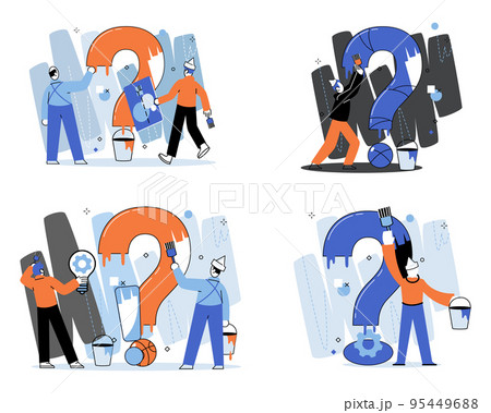 Question mark, obtaining information of interest. FAQ help. Problem and solution concept metaphor. Choice or answer 95449688
