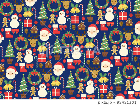 クリスマスの手描き風イラスト 背景 アイコン  95451301