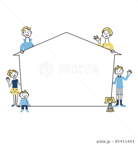 家族　家シルエット　余白　メッセージ 95451403
