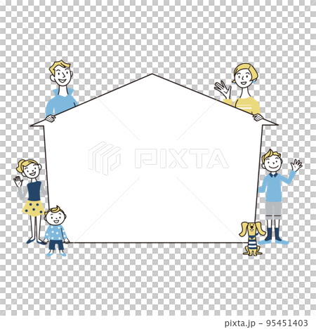 家族　家シルエット　余白　メッセージ 95451403