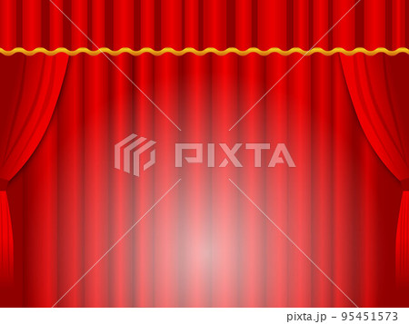 舞台幕スポットライト 赤いカーテン背景のイラスト素材