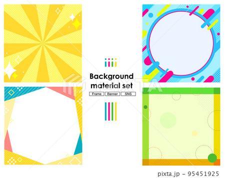 デザイン素材セット カラフル・ポップ フレーム SNS バナー 95451925