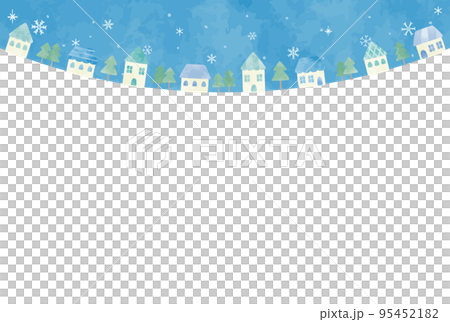 シンプルで優しい手描きの冬の街並みイラスト 95452182