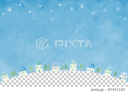 ゆるい手描きの冬の街並みイラスト 95452183
