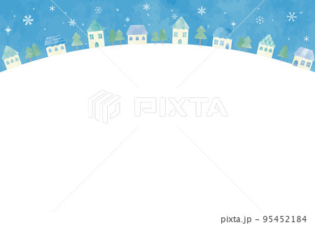 自然溢れる手描きの冬の街並みイラスト 95452184