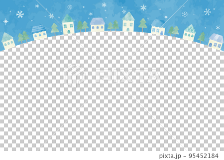 自然溢れる手描きの冬の街並みイラスト 95452184