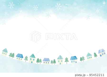 優しい手描きの冬の街並みイラスト 95452211