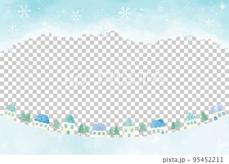 優しい手描きの冬の街並みイラスト 95452211