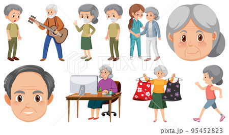Collection of elderly people icons Collection of elderly people icons 95452823