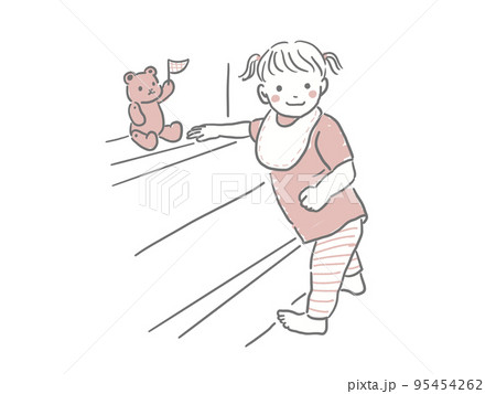 たっちが出来て嬉しそうな女の子 ピンク たっちが出来て嬉しそうな女の子 ピンク 95454262
