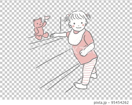 たっちが出来て嬉しそうな女の子 ピンク たっちが出来て嬉しそうな女の子 ピンク 95454262