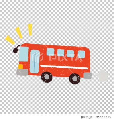 手描きの赤いバス　わいわい 95454379