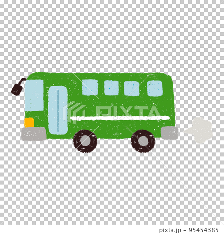 手描きのバス　緑色 95454385