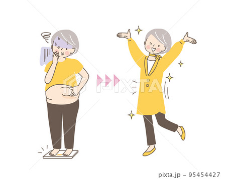 ダイエットのビフォーアフターシニア女性 95454427