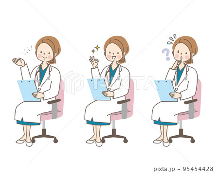 若い女性医療従事者のベクターイラスト素材セット 95454428