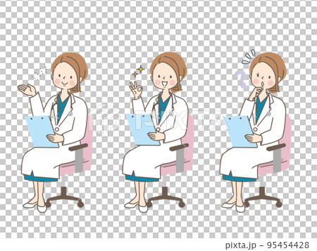 若い女性医療従事者のベクターイラスト素材セット 95454428
