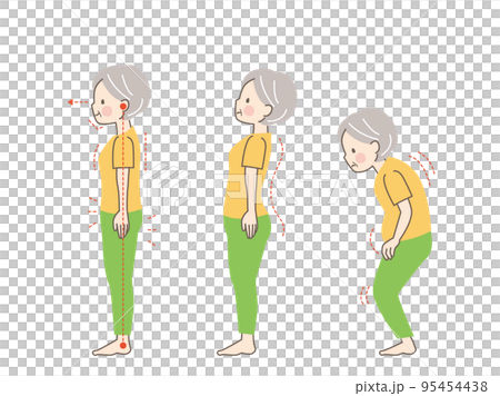 Sample of correct posture for senior women (sideways) 95454438