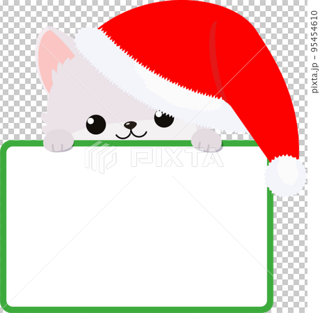 Cute cat in Christmas hat with blank sign 95454610