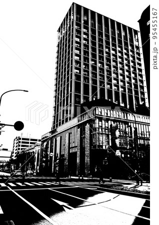 神戸京町筋のビル街 白黒写真 神戸京町筋のビル街 白黒写真 95455167