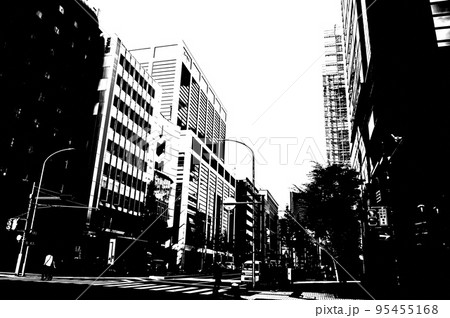 神戸京町筋のビル街 白黒写真 神戸京町筋のビル街 白黒写真 95455168