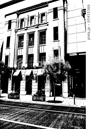 神戸海岸通りのビル街　白黒写真 95455366