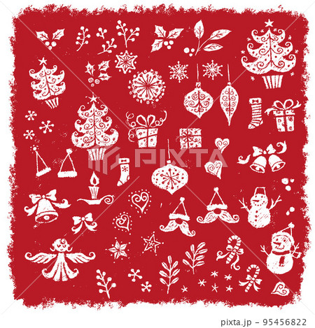 手描きのクリスマス素材イラスト 95456822