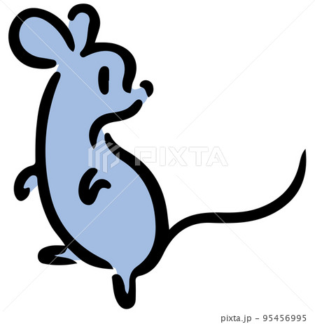振り向いて辺りを見回すネズミ。アイソメトリック図。 95456995