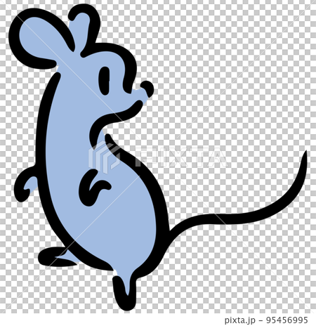 振り向いて辺りを見回すネズミ。アイソメトリック図。 95456995