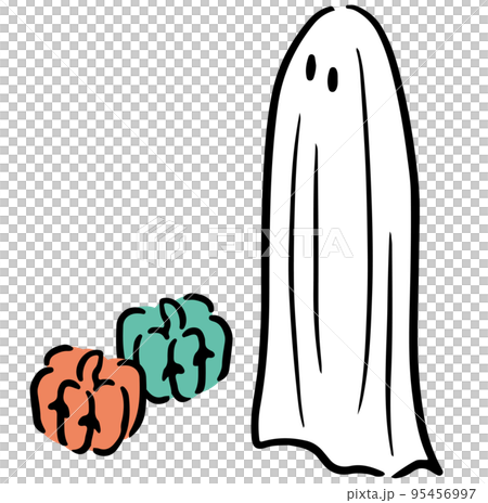 ハロウィンのおばけとカボチャ。アイソメトリック図。 ハロウィンのおばけとカボチャ。アイソメトリック図。 95456997
