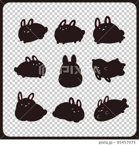 いろいろ黒うさぎのイラストセットのイラスト素材 [95457075] - PIXTA